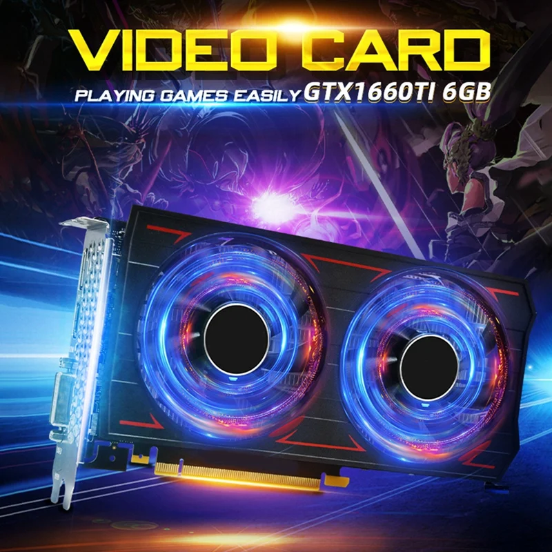 

1 Piece GTX1660 TI 6GB GDDR6 Graphics Card Video Card 12Nm 192Bit 1500-1770MHZ DVI HD DP 7680X4320 PCI-E3.0 16X Video Card