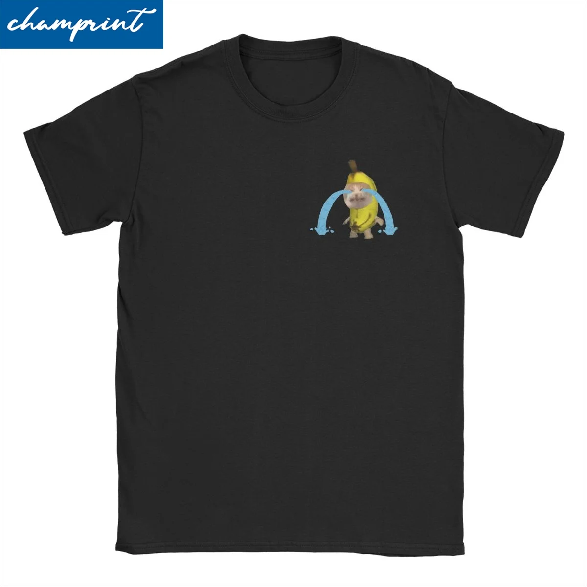 

Футболки для мужчин и женщин, хлопок, круглый вырез, с принтом банана, кошки, плача, мема, короткий рукав, 4XL 5XL 6XL