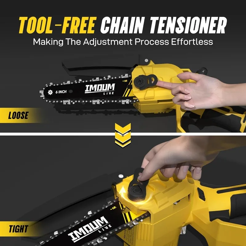 Mini Chainsaw Cordless 6 Inch 32FT/S Fast Powerful Cutting Brushless Electric Handheld Chain Saw with 3.0Ah Battery Powered