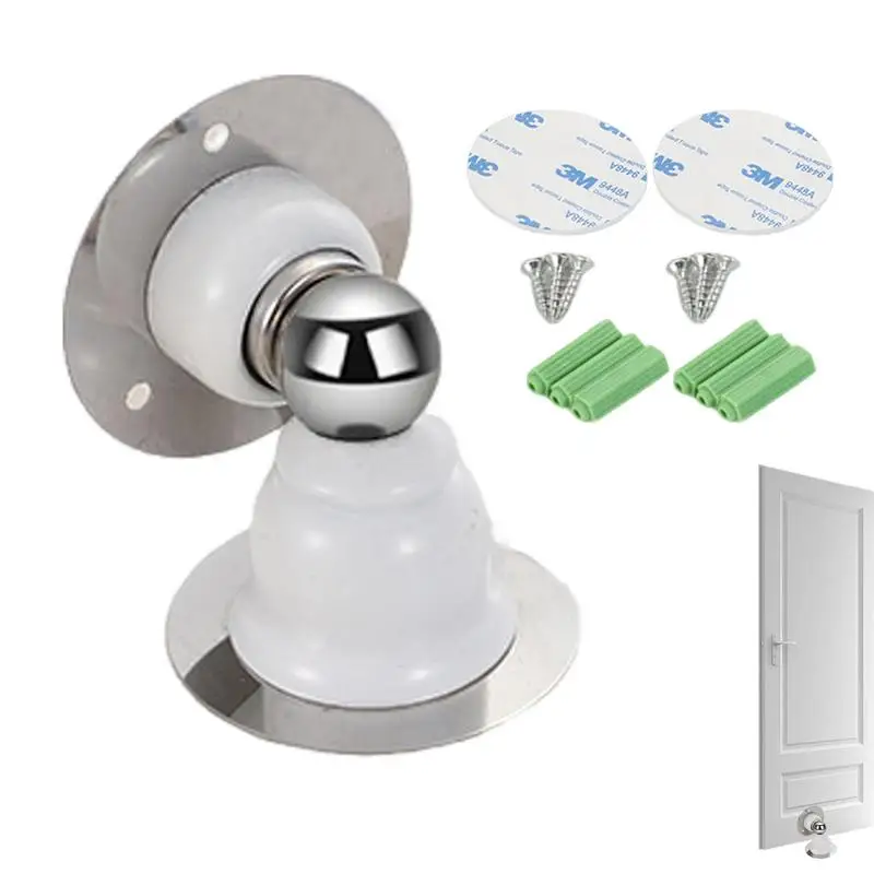 Stainless Steel Door Stopper Damage-Free House Door Stopper Heavy Duty Catch Holder Ultra-Short Magnetic Stop For