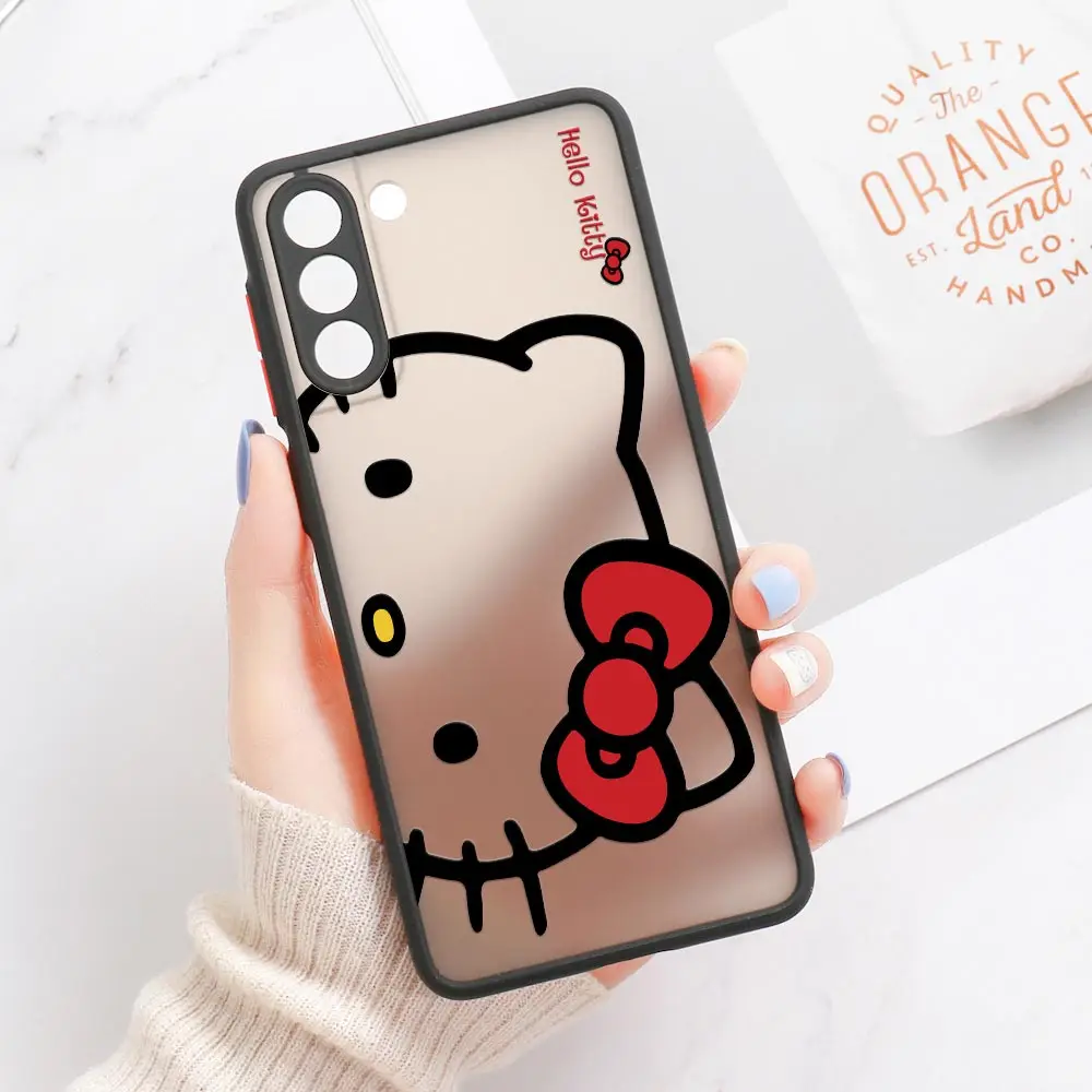 thumbnail image 1 of Funda para teléfono Samsung Galaxy S23, S22 Ultra, S20, S21 FE Plus, S10 Lite, S9, S8, funda transparente mate, Hello Kitty, lindo gato, 1 of 5