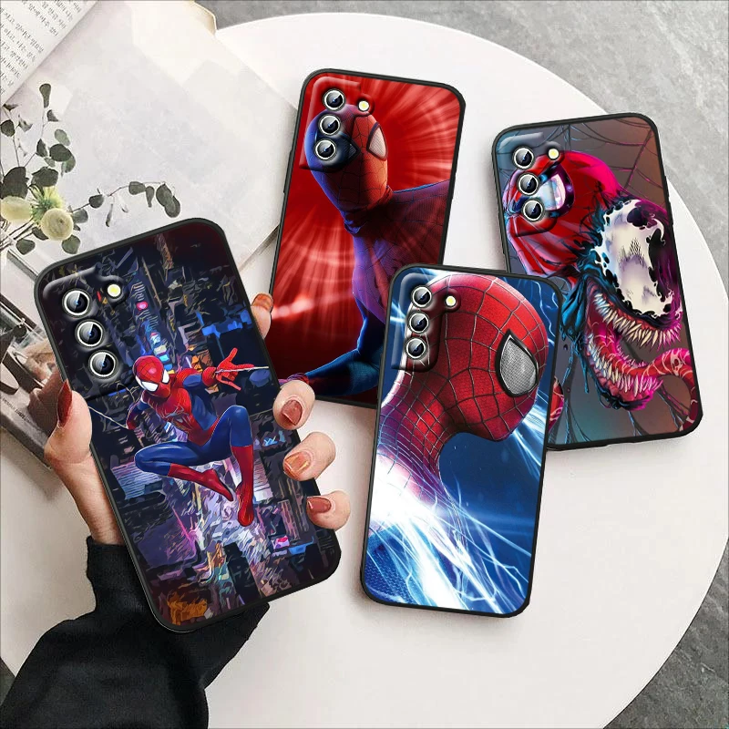 

Cool Marvel Spiderman For Samsung Galaxy S23 S22 S21 S20 S10 S9 Ultra Plus Pro 4G 5G silicone Soft Black Phone Case