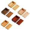 5PCS Solid Natural Wood Unfinished Storage Box With Sliding Top For Necklace Ring Gift Box USB Decorative Gift Wooden Case Box 5
