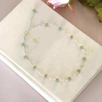 ASHIQI Natural Jade 925 Sterling Silver Necklace Ladies Fashion Jewelry New Fashion