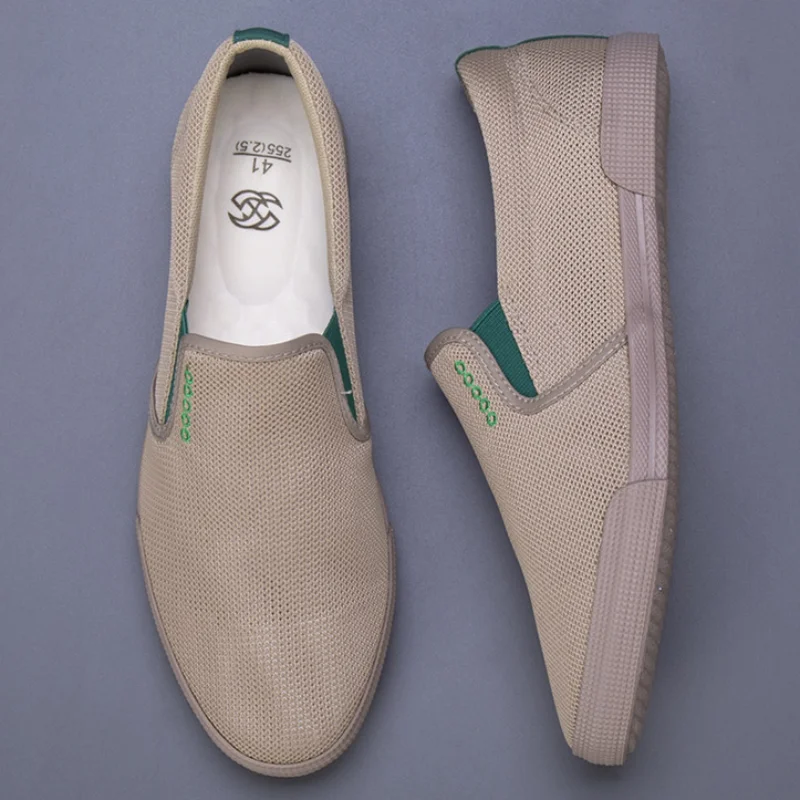 

Туфли мужские сетчатые без шнуровки, дышащие лоферы, Вулканизированная ткань, повседневная обувь, дизайнерская обувь, S23618