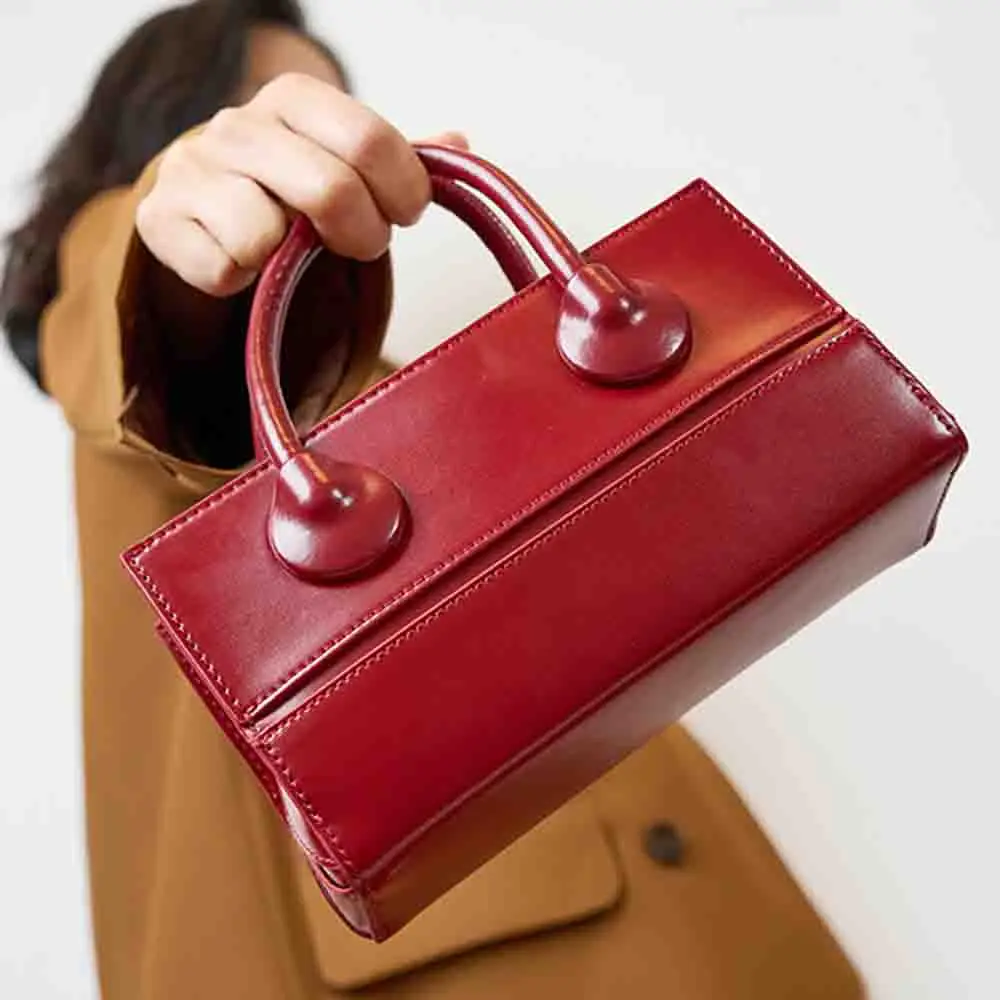 

New Chic Women Square Bag Luxury Cow Leather 100% Mini Shoulder Handbag Fashion Lady Cowhide Small Tote Purses Spring New 2023