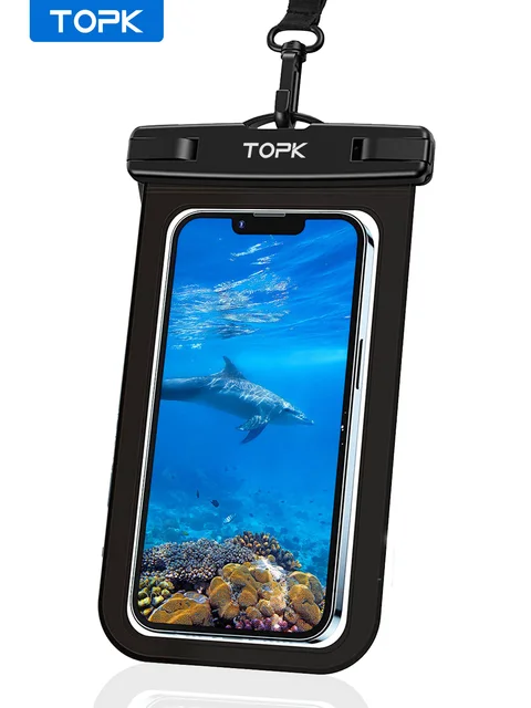 TOPK E01-Poudres étanches Pour Téléphone, étui étanche IPX8 Universel, Sac Sec Avec Lanière Pour