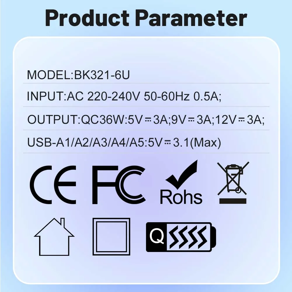 Total 100W 6 Ports USB Charger Fast Charging For iPhone 14 Samsung Xiaomi Mobile Phone Adapter EU US UK Plug