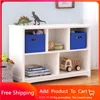 Classic White Bookshelf: Children's 5 Compartment Toy, Bin, Art, Clothes and Book Storage - Wooden Playroom and Bedroom 1