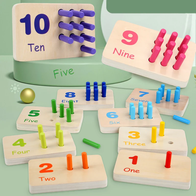 Wooden Counting Stick Math Game Number Matching Educational Toy_voghion.com