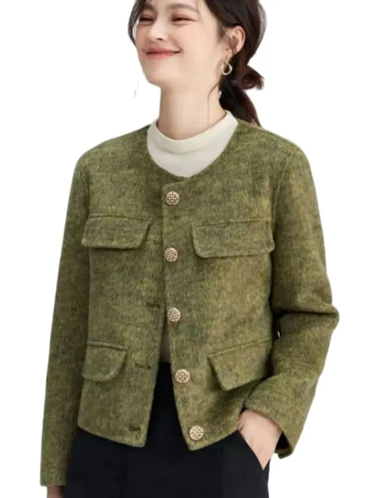 

Xylocarp-Short Cashmere Coat, Double-sided Wool Cardigan, Small Fragrance Coat, 2023, QL22305