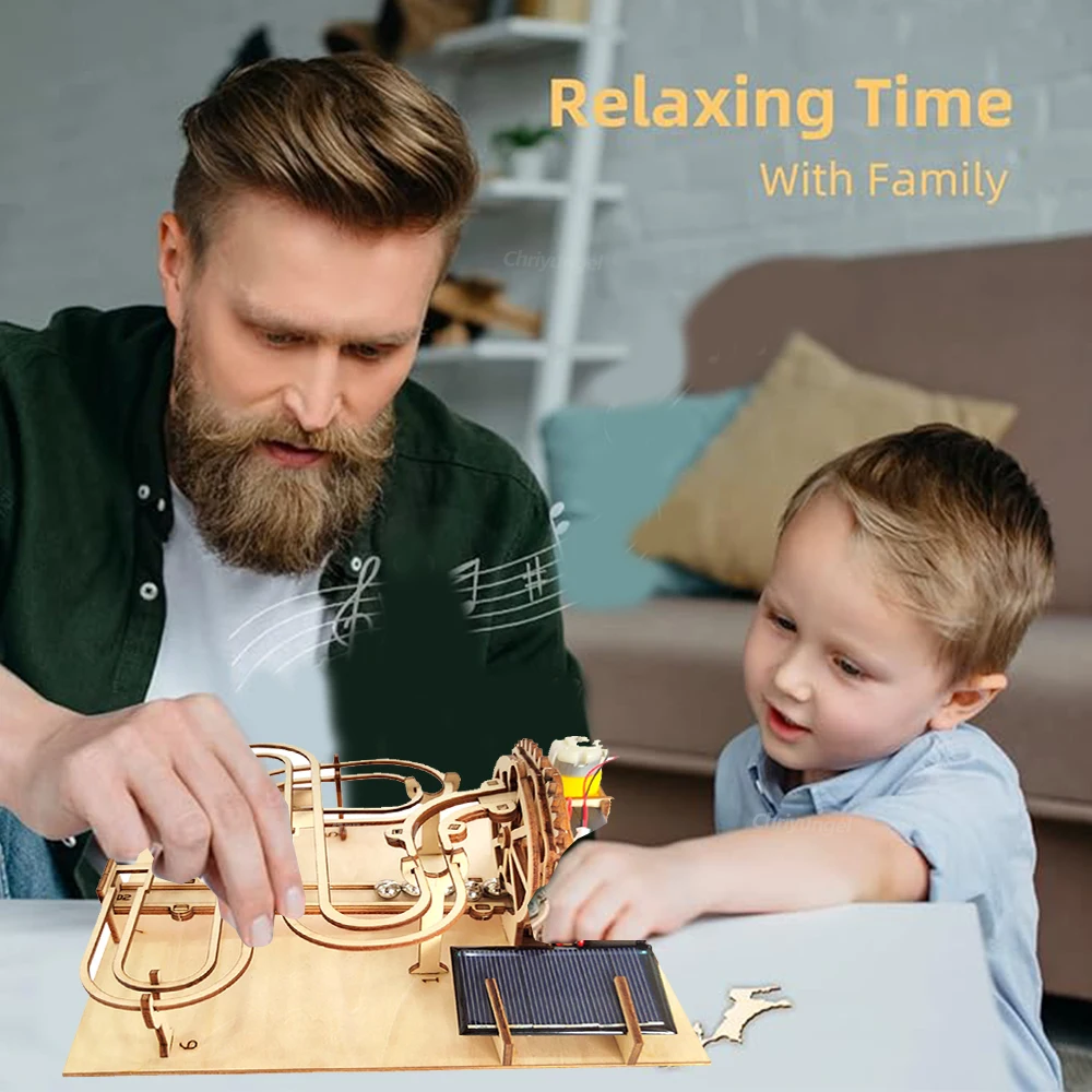 Wooden Puzzle Marble Run Gear Engineering Transmission Building Kit DIY Assemble Model Steam Educational Toys Gift for Child