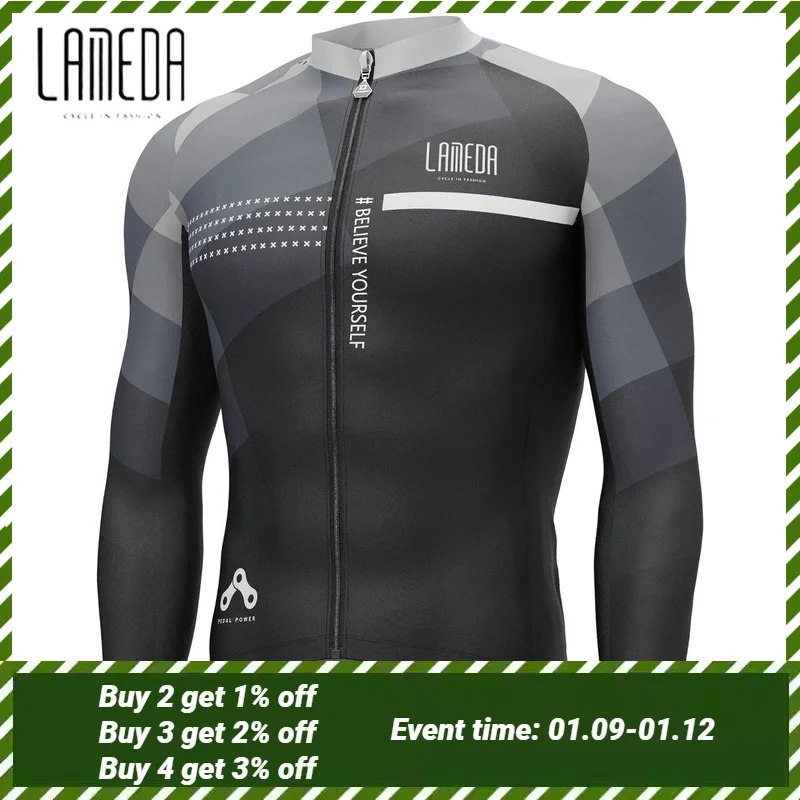 

LAMEDA Men's Biker Jacket Autumn Winter Cut Wind for Cycling Long Fleece Sleeve Cycling Mountain Bike Warm Men's Jacket