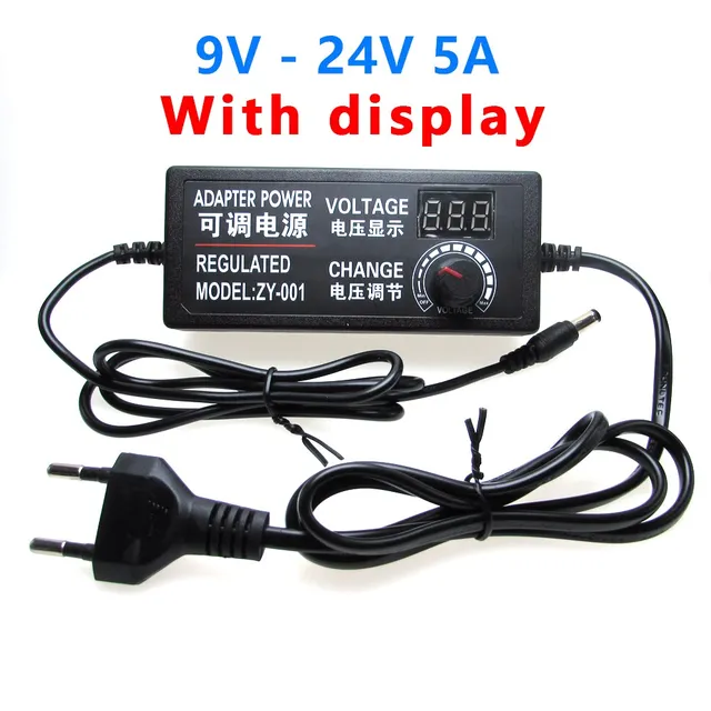 AC DC Power Supply 3V 9V 12V 24V 36V 2A 3A 5A 10A Lighting Transformer 220V To 12V Led Adjustable Power Supply Adapter 12 V Volt 9V-24V 5A Display