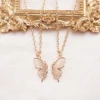 2 Pcs/Set Butterfly Best Friend Pendant Necklace For Women Friends Adjustable Couple Broken Heart BFF Friendship Jewelry Gift 5