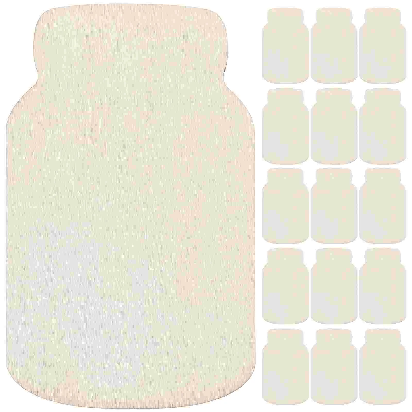 

24 Pcs Mason Jars Wooden Plaques for Crafts Graffiti Chip Chips Unpainted Slices Blank Unfinished Cutouts