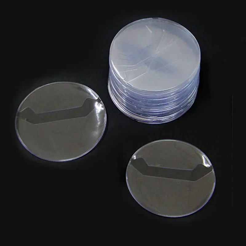 10pcs 지우기 라운드 배지 PVC 보호 케이스 핀 배지 보관 가방 DIY 만들기 배지 디스플레이 가방 포장 커버 재료