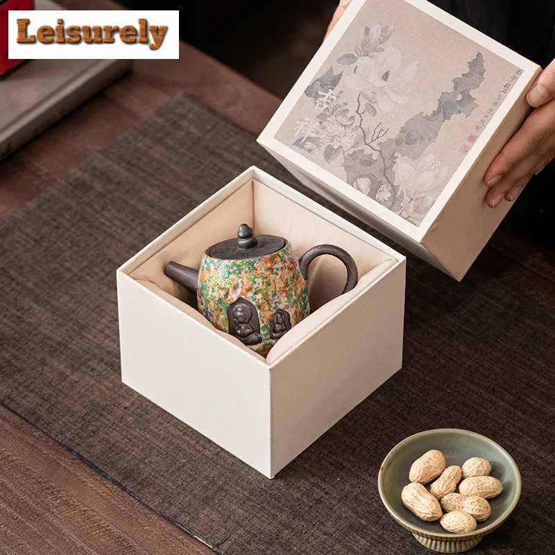 160ml Zen Heart Teapot Retro Tea Infuser Pot Household Tea Making Kettle With Ball Hole Drinkware Supplies Ornaments Collection