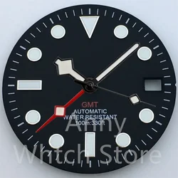 Green Luminous GMT Watch Dial with Four Hands - Premium 29mm Replacement Part - NH34 (50)