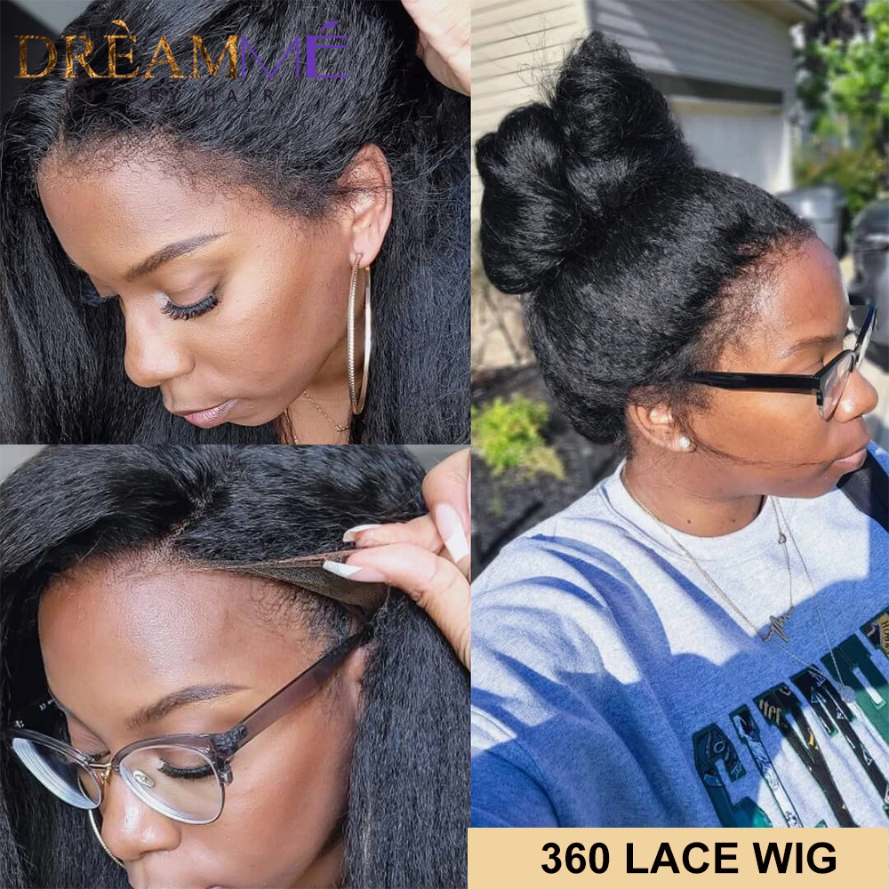 Full Lace Wig Human Hair With Kinky Edges Hairline Brazilian Kinky Straight 360 Lace Frontal Wig 13x4 Front Human Hair Wigs human hair wig lace front wigs