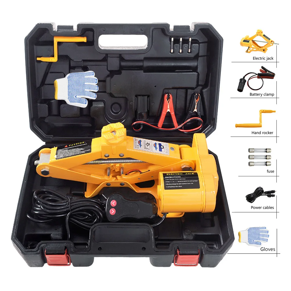 12VCarElectricJackPortableScissorJacksAutomaticLifting2Ton