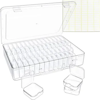 Bead Organizer Box 60 Pack Small Clear Storage Boxes with Labels Large Travel Craft Case with Handle Mini Plastic Containers fo 1