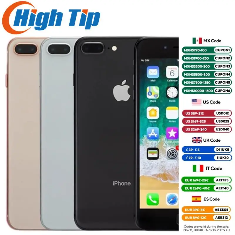 Original Apple Iphone 8 8P 8 Plus 3GB RAM 64GB/256GB Hexa Core 12MP 4.7&ldquo;/5.5&rdquo; iOS Touch ID 4G LTE Fingerprint Used Phone