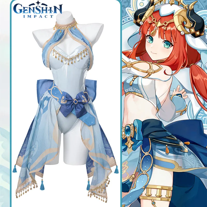 

Anime Genshin Impact Cosplay Costume Nilou Cosplay Jumpsuit Suit Women Sexy Bunny Girl Leather Cloth Halloween Party Dress Gifts