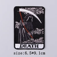 Buy Black/Death Tarot Embroidered Patches For Clothing Stickers Punk Skull/Skeleton Patch Iron On Patches On Clothes Fusible Patch Online - Image 4