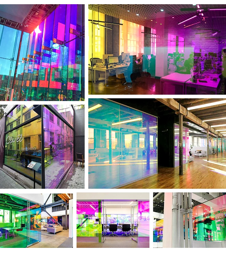 Description Picture 4 of itemDecorative Iridescent Window Film Self Adhesive Glass Film Chameleon Rainbow Effect for Home Decal DIY Dichroic Window Sticker