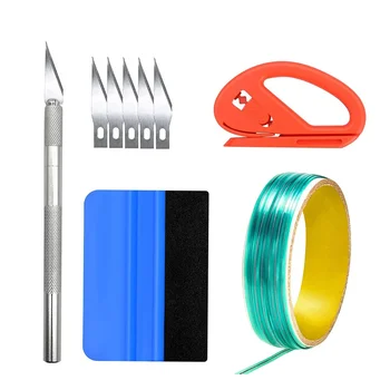 9 pezzi Kit di strumenti per avvolgimento in vinile Linea di finitura Kit di strumenti per avvolgimento auto Strumento per colorare le finestre del veicolo Set di fogli per auto Taglio dell'involucro in vinile Zippy