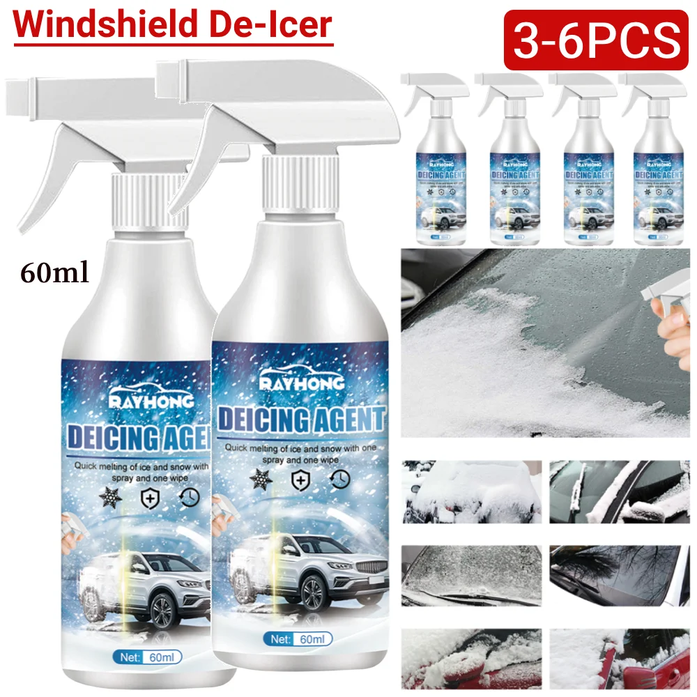 Snow Melting Defrost Liquid 60ML Snow Melting Spray Instantly Melts Ice Windshield Spray Deicer for Car Windshield Window Mirror