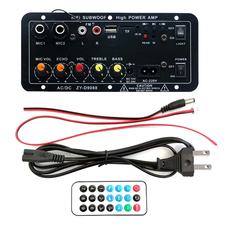 

Усилитель звука Bluetooth Board 120W сабвуфер, Двойной микрофонный AMP модуль для динамика 4 Ом 8-12 дюймов (вилка стандарта США), простой в использовании