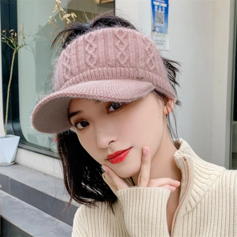 beloning matchmaker geweer Fashion Knitted Peaked Cap Warm Winter Empty Top Ear Protection Hats Women  Leaky Ponytail Baseball Cap New Tidy Up Hairstyle Hat| | - AliExpress