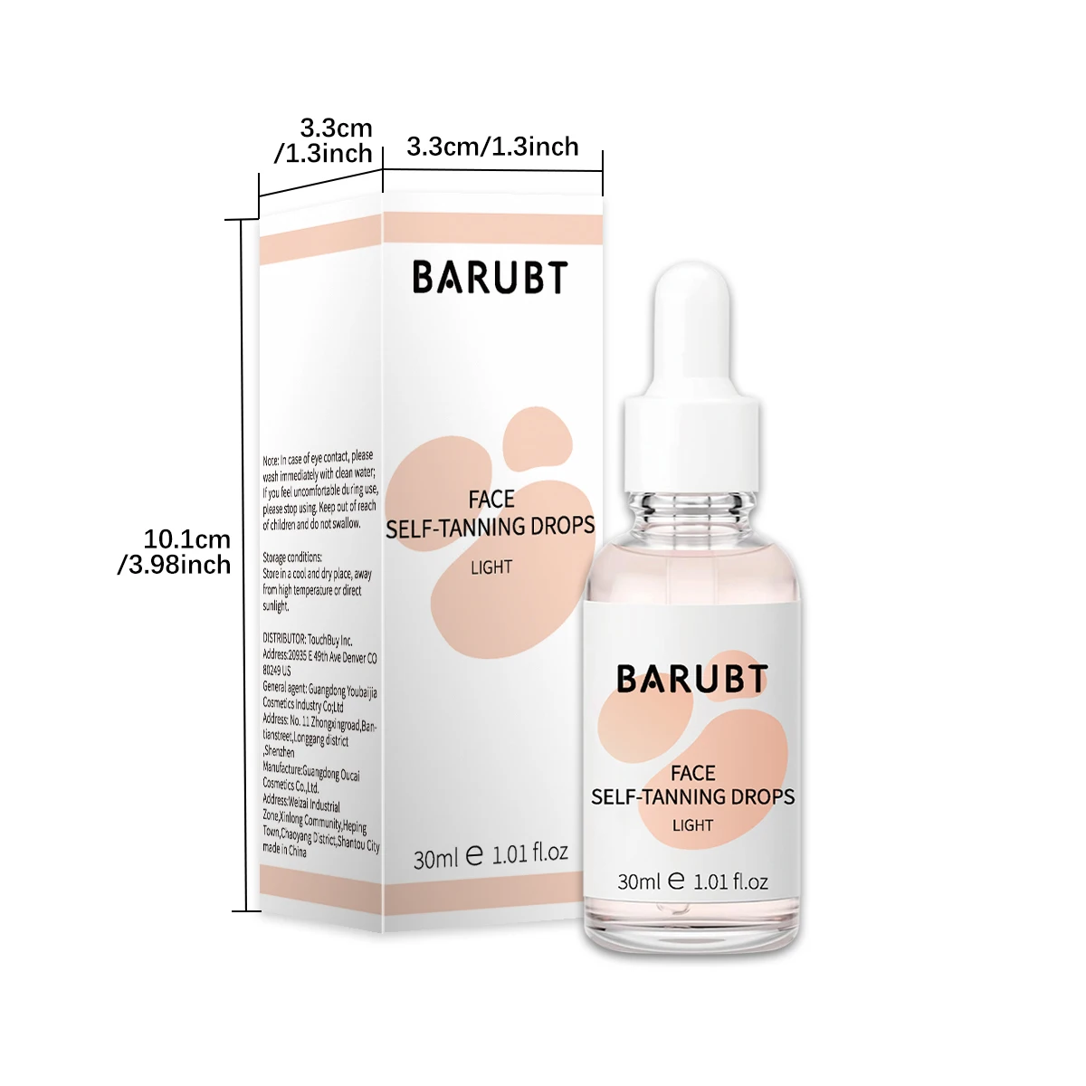 Sun-free tanning drops without irritation wheat-colored bronze skin moisturizes no odor