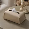 Tissue Box Luxury Woven PU Leather Napkin Case Pure Color Tissue Paper Holder Desktop Home Decoration Creative Paper Towel Cover 3