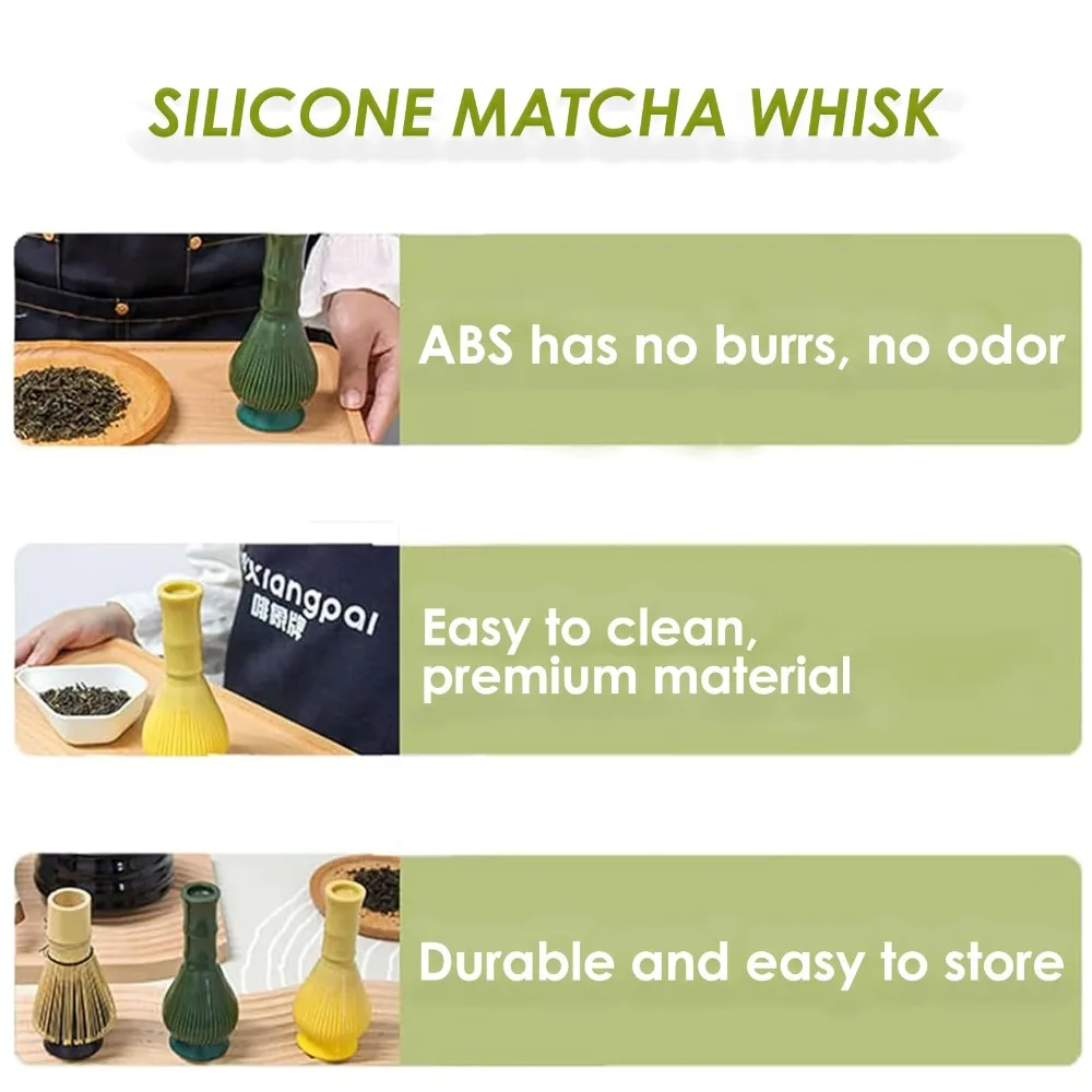 Premium Green Tea Powder Whisk Set with Reusable ABS Brush and Holder