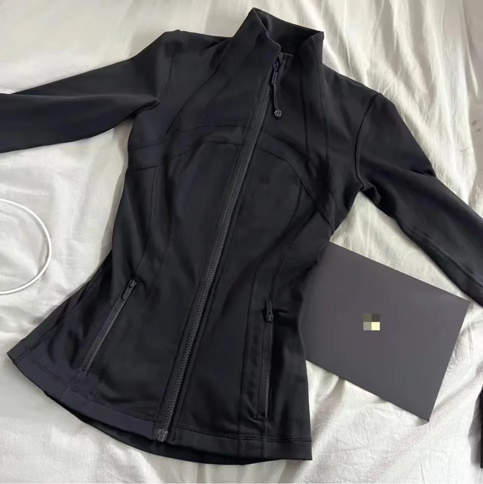 Jacket With Logo Yoga Wear Long Sleeve Full Zipper Sports Gym Workout Clothing Slim Fit Dupes Athletic Jacket