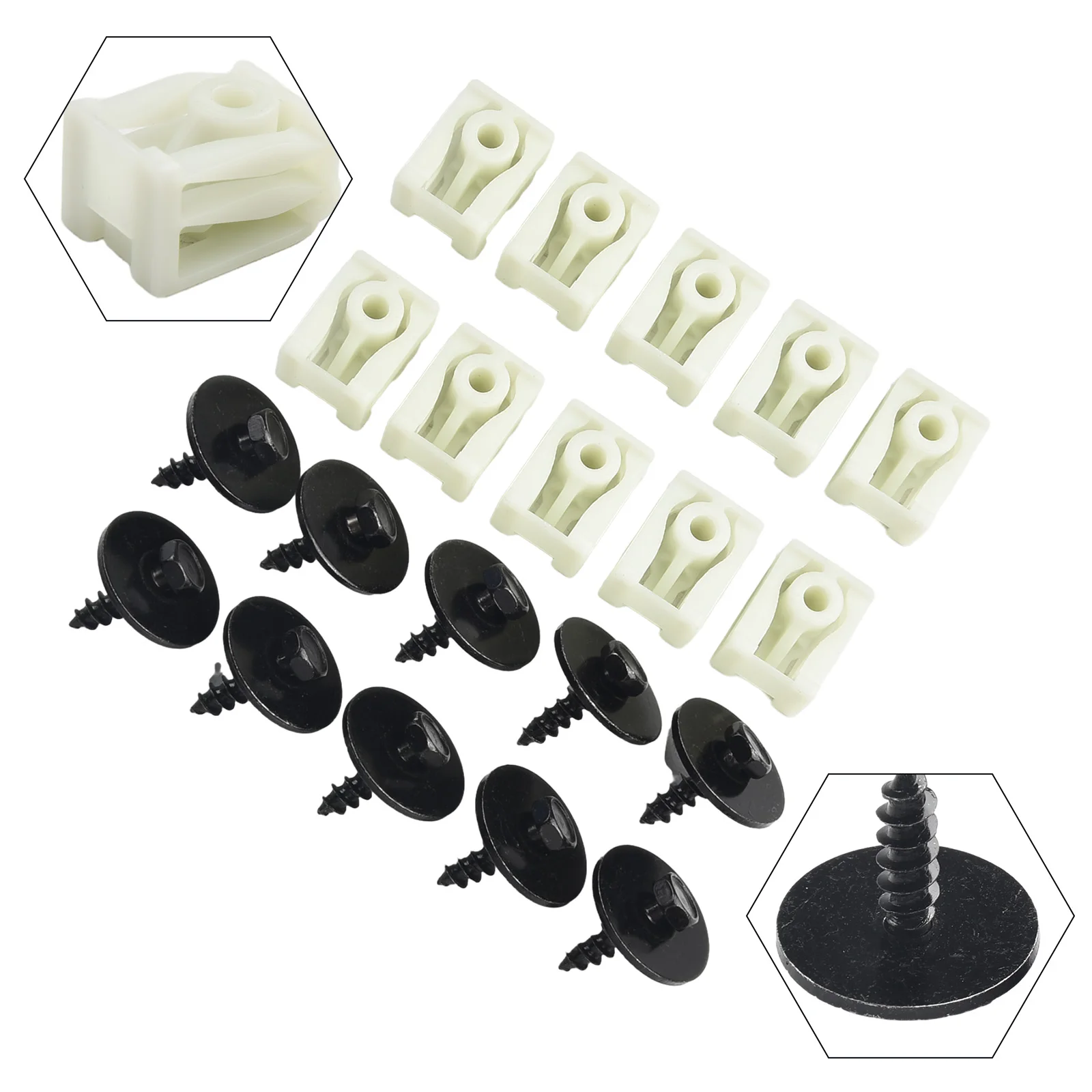 

10+10PC COMBO For BMW Front Fender Liner C-Clip + Hex Bolt 07147311312 07149213164 High Quality Car Auto Accessories