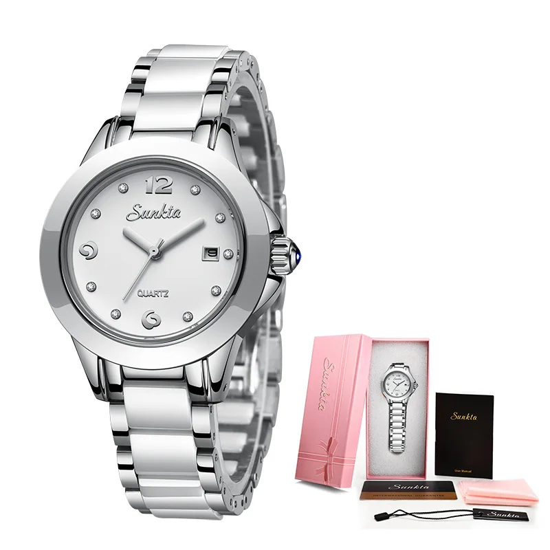 Elegant Women's Ceramic Bracelet Watch - Waterproof Ladies' Timepiece with Gift Box