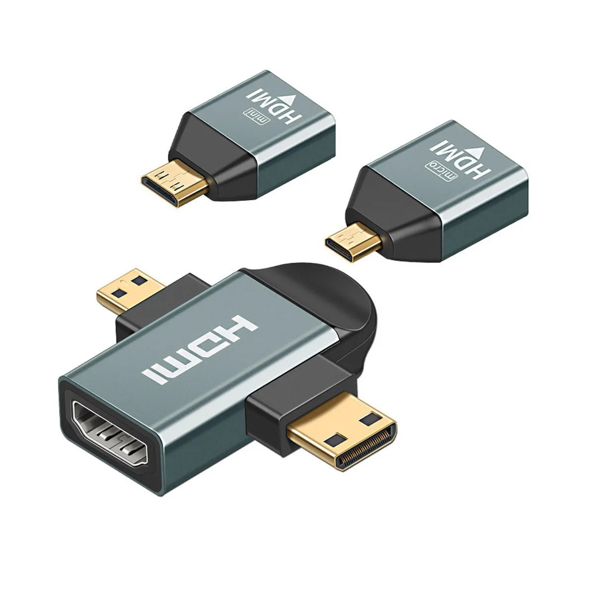 Xiwai 3 Pz/Set Micro E Mini Hdtv A Hdtv 1.4 Femmina Adattatore Combinato 2 In 1 4K @ 60Hz