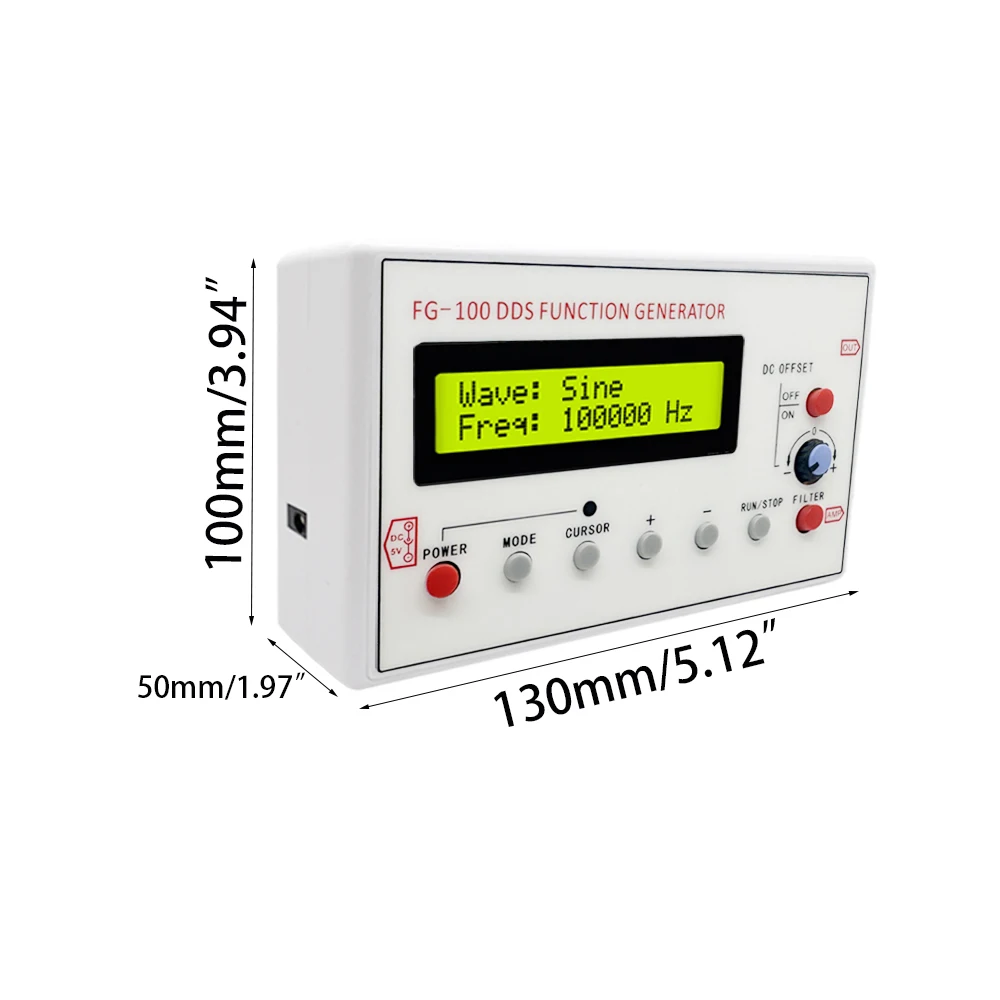FG-100 DDS Function Signal Generator Frequency Counter 1Hz-500KHz Signal Source Module Sine+Square+Triangle+Sawtooth Waveform