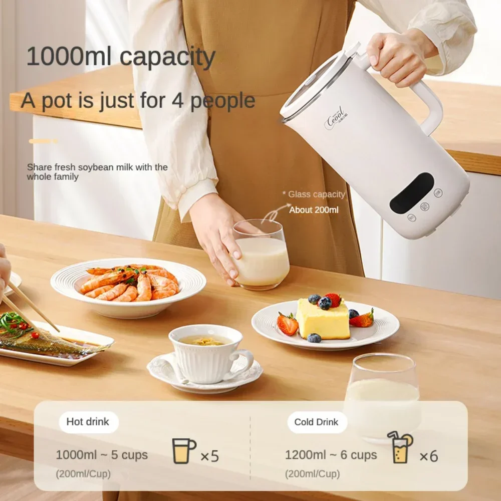 1000ml Soybean Milk Machine Electric Juicer Soy Milk Maker Portable Blender Mixer Rice Paste Maker Wall Breaking Machine 220V soy milk machine