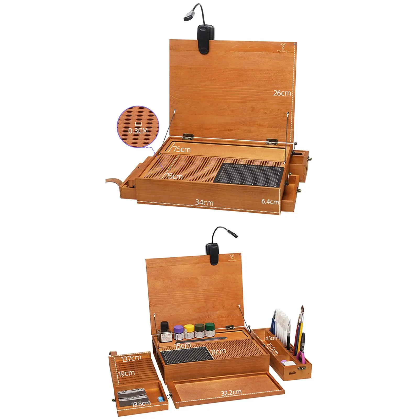 Établi pliable modélisme avec lumière et tapis de découpe 34x26 cm