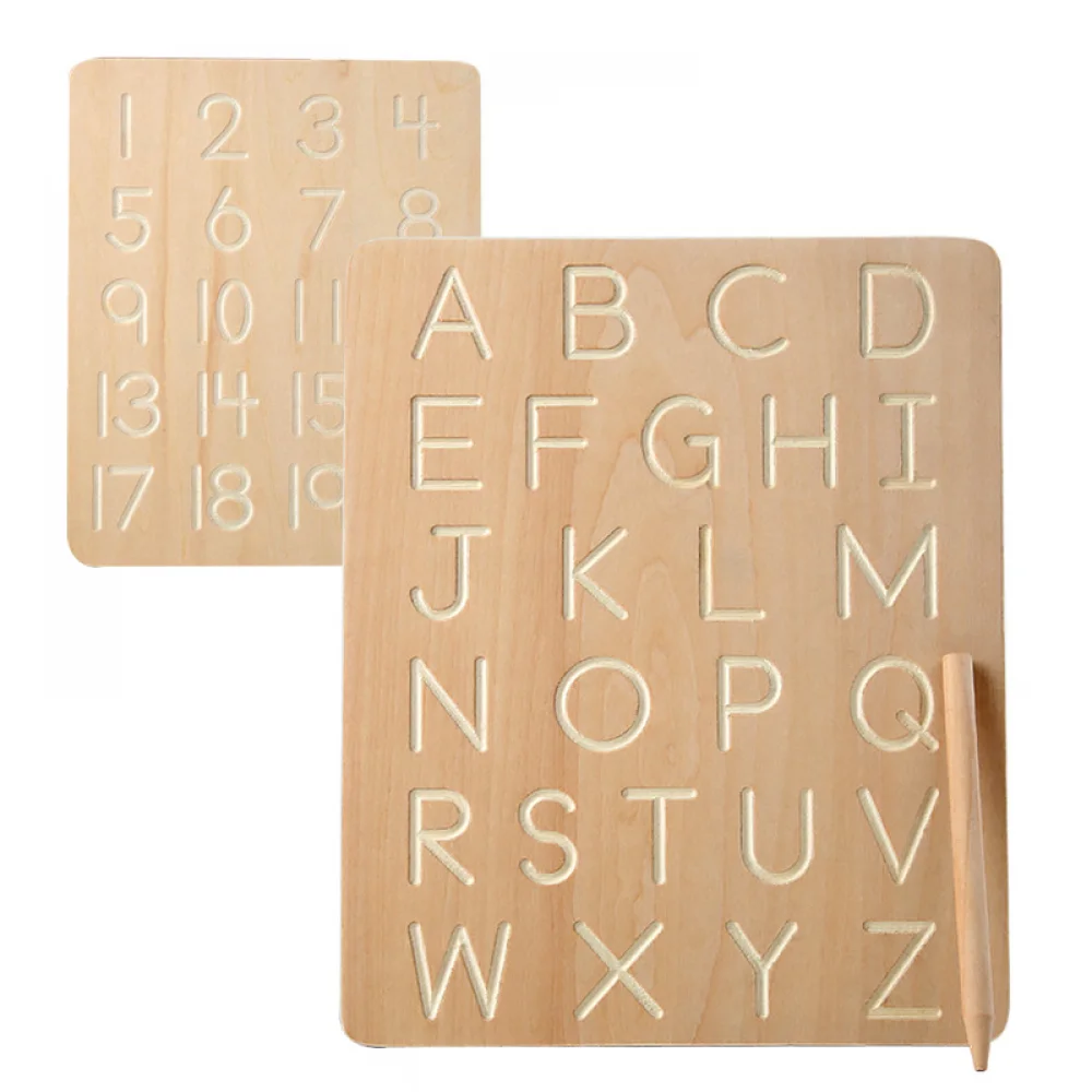 

Wooden Letters Number Practicing Board, Double-Sided Groove Tracing Tool, Learning to Write A-Z & 1-20, Kids Preschool Toys