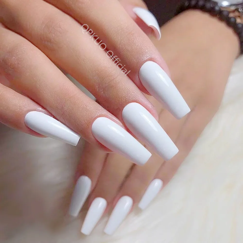 젤리 접착제로 인조 네일 프레스, 슈퍼 롱 발레리나 관 가짜 네일, DIY 버건디 손가락 팁 매니큐어 도구, 24 개