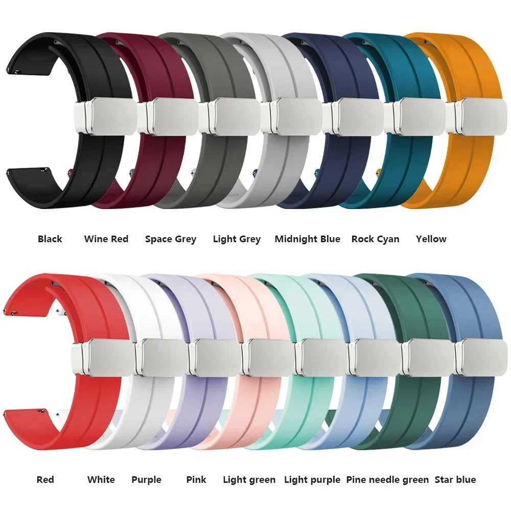 22mm Sports Silicone Magnetic Buckle Watchband Strap
