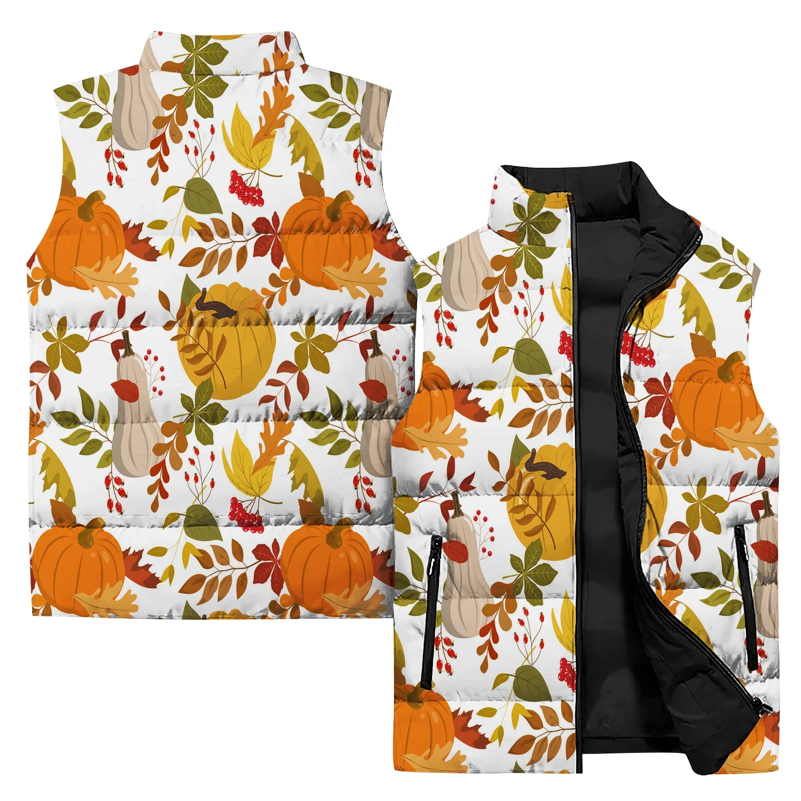 thumbnail image 1 of Chaleco acolchado de otoño para hombre con estampado 3D de Maple Leaf, chaquetas de plumas asequibles para el Día de Acción de Gracias, duraderas para hombre 2024, 1 of 5