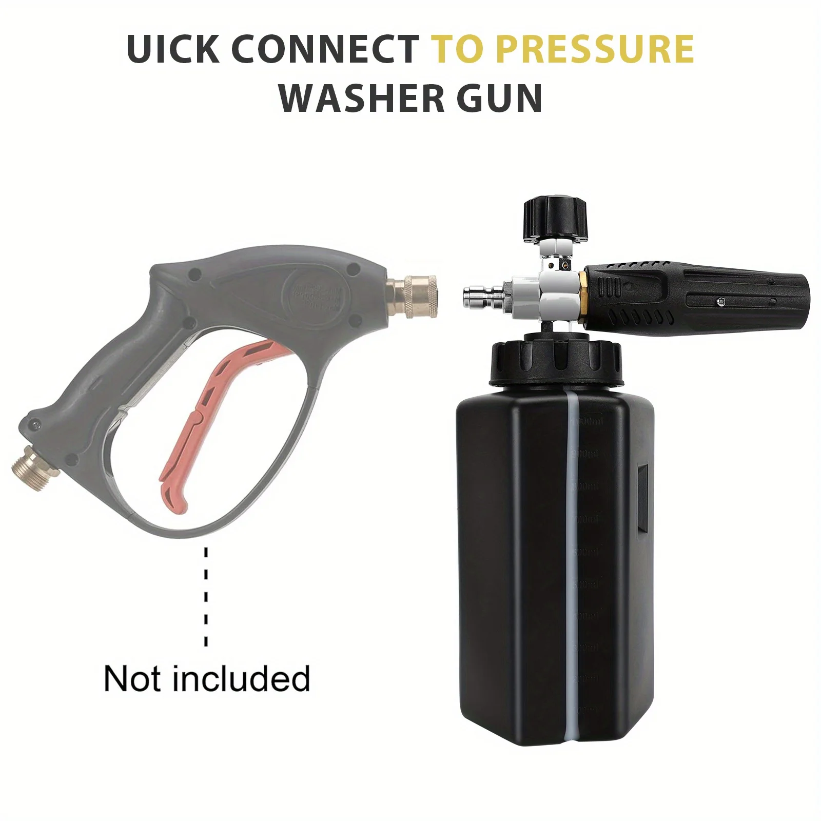 Large Capacity High Pressure Foam Gun Pot 1000ml Foam Gun Pot Adjustable Spray Shape Efficient Cleaning Portable Car Wash Tools 6