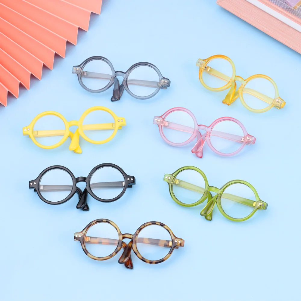 Plush Doll Glasses Accessory Round Frame Miniature Eyewear Clear Lens For Blythe Doll Accessories